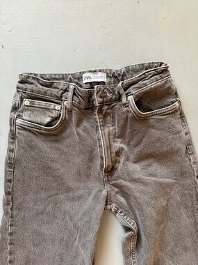 Zara Washed Taupe High-Rise Jeans